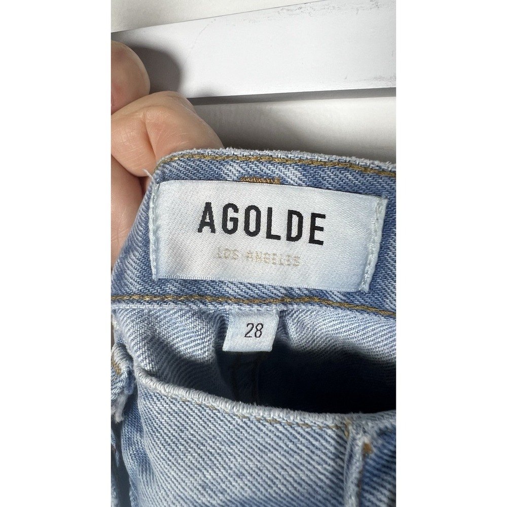 Agolde Dee Vintage High Rise Blue Denim Distressed Shorts Button Fly Size 28 EUC - Picture 8 of 11